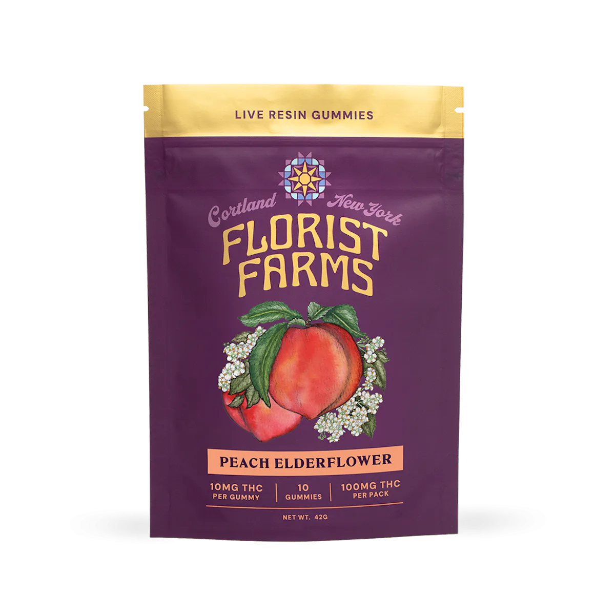 Florist Farms | Gummy | 10pk | 100mg | Live Resin Peach Elderflower