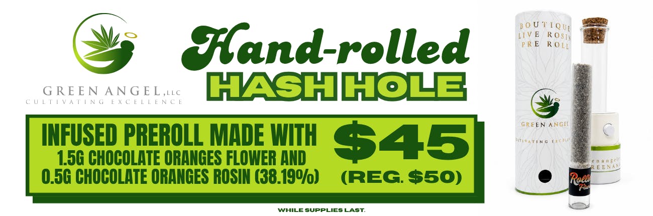 Green Angel Chocolate Oranges Hash Hole 2g - $45