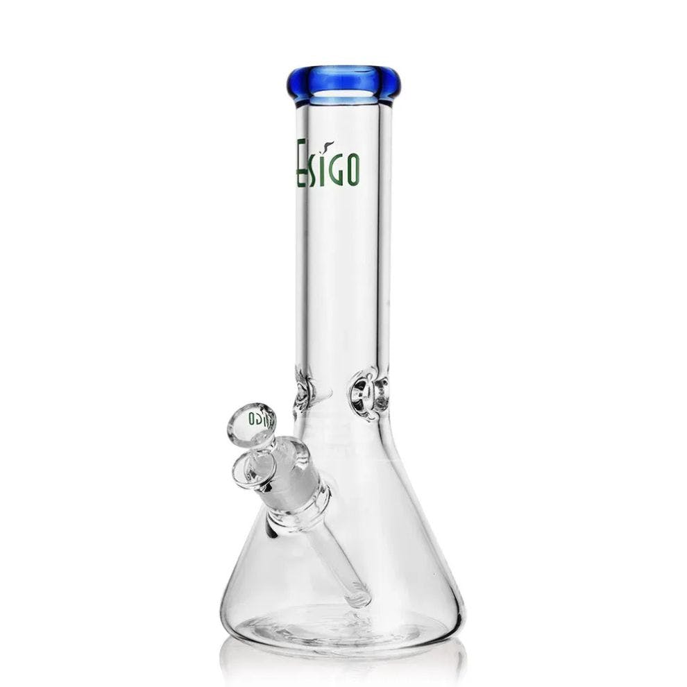 12 in. · Classic Bong with Downstem · Light Blue Tip by EG Glass