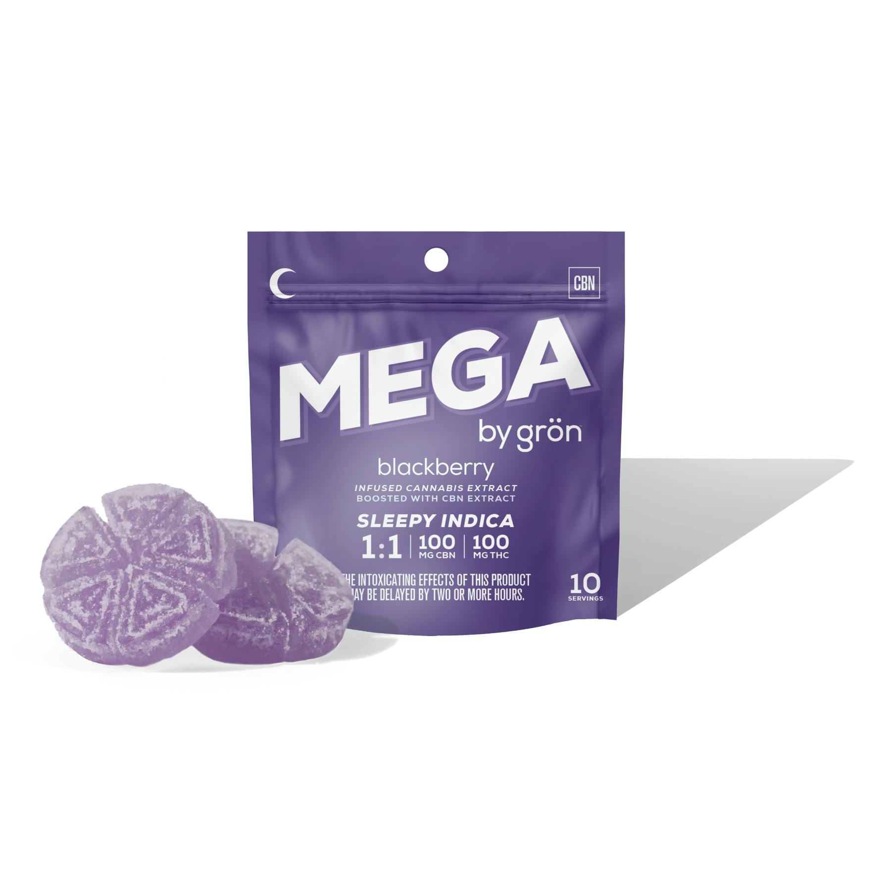 Blackberry MEGA Pearl 1:1 CBN/THC - 100mg | Edibles | Grön