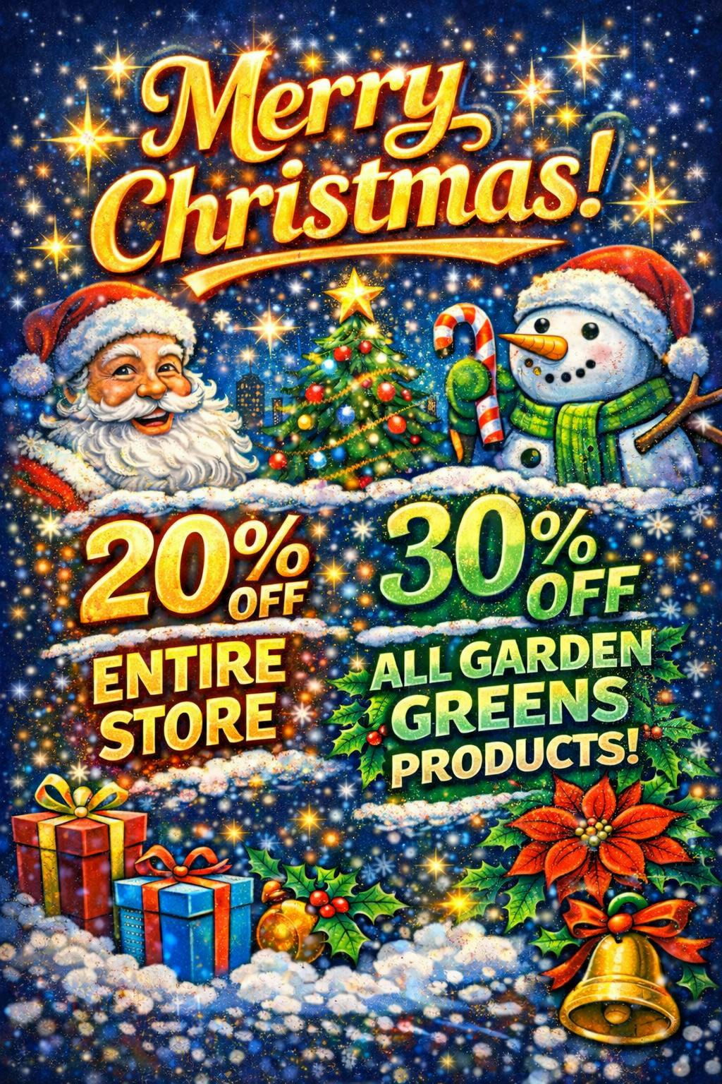 MERRY CHRISTSMAS 20% OFF ENTIRE STORE