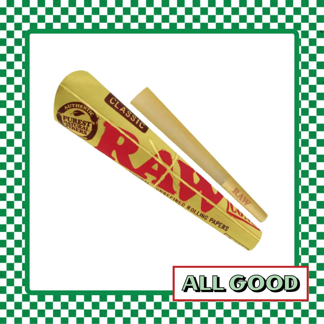 RAW Natural | Unrefined Pre-Rolled Cones | 1 1/4 size | 6 pack