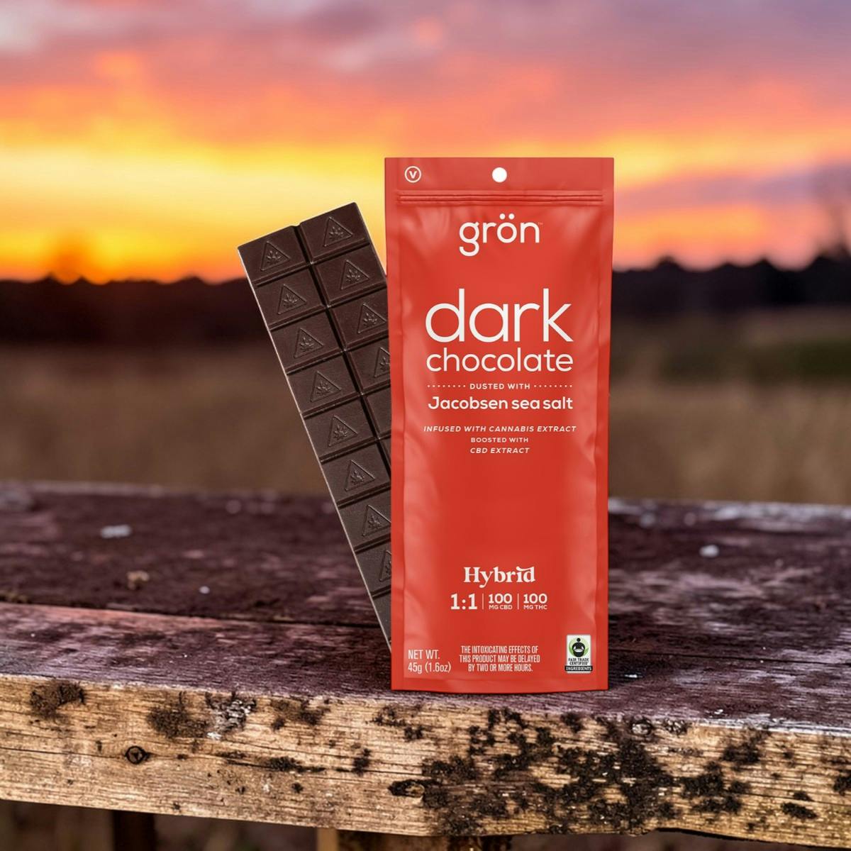 1:1 Dark Chocolate - CBD/THC - Hybrid - Chocolate Bar - 100 Mg