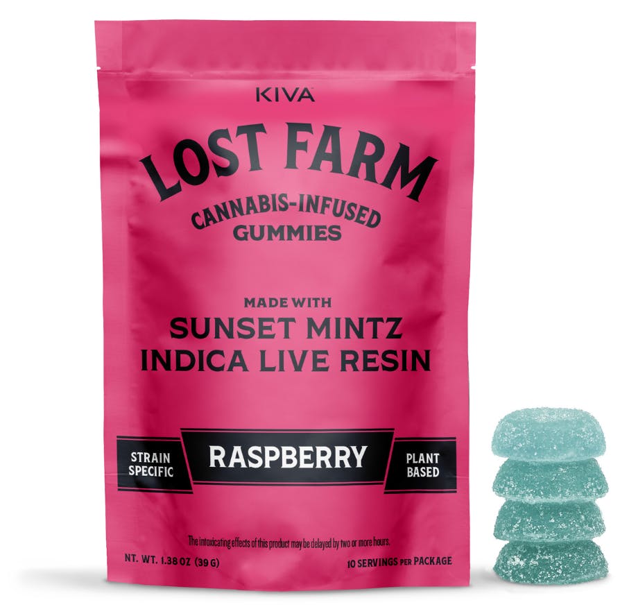 LOST FARMS | LIVE RESIN -  RASPBERRY X SUNSET MINTZ GUMMIES - 10OMG/10PK