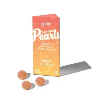 Grön - Pearls - Peach Prosecco 1:1 THC:CBD - Rosin Infused Gummies - 10pk - 100mg
