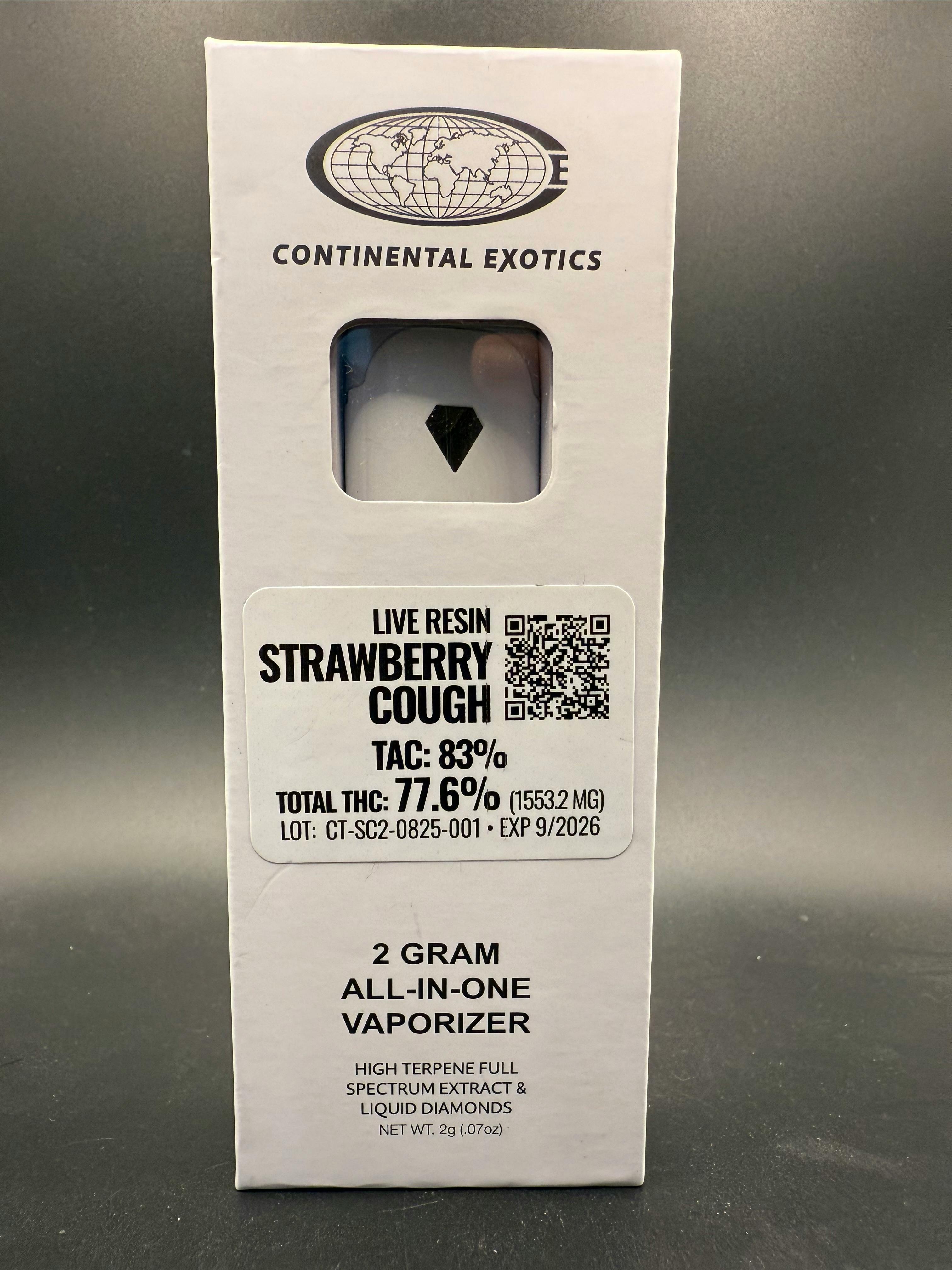 Continental Exotics - Strawberry Cough - Live Resin liquid diamonds Disposable Vape - 2g - 2g by Continental Exotics | Buy Online White Plains NY Continental Exotics - Strawberry Cough - Live Resin liquid diamonds Disposable Vape - 2g - 2g by Continental Exotics | Buy Online White Plains NY