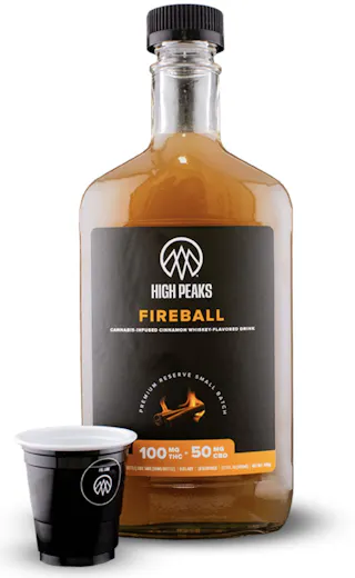 High Peaks - Fireball 2:1 THC:CBD  - Cinnamon Whiskey Flavored Drink - 12.7oz - 100mg