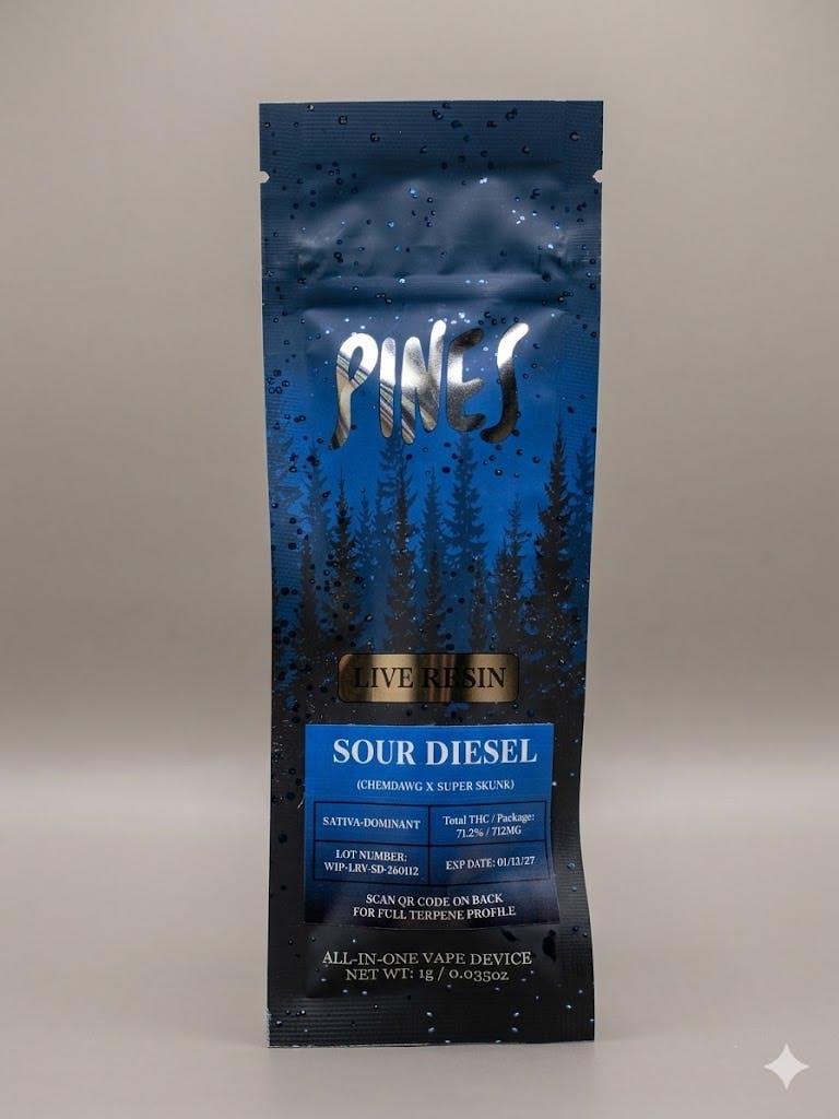 Pines - Sour Diesel - Live Resin Disposable Vape - 1g - 1g by Pines | Buy  Online White Plains NY