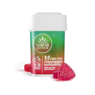 Wana - Quick Strawberry Margarita Hybrid 1:1 THC:CBD - Kosher Gummies - 10pk - 100mg