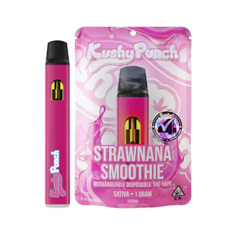 Kushy Punch - Strawnana Smoothie - Live Resin Disposable Vape - Magnetic Double Vape - 2 X .5g