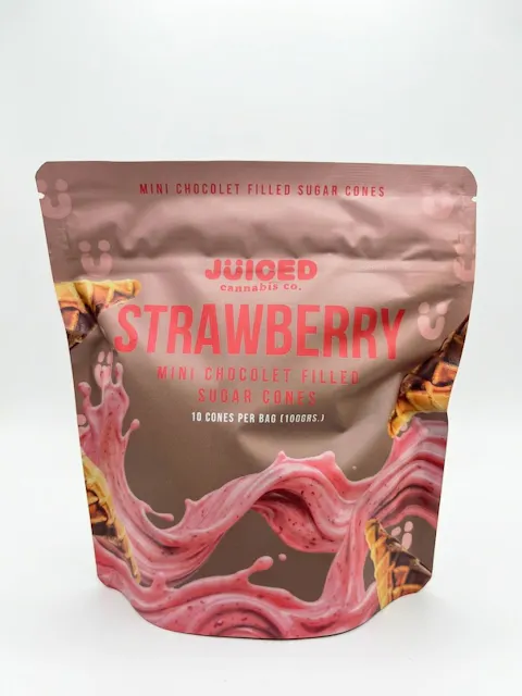 Juiced - Mini Chocolate Filled Sugar Cones - Strawberry - 10pk - 100mg