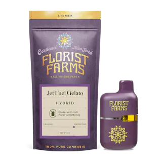 Florist Farms - Jet Fuel Gelato - Live Resin DIsposable Vape  1g