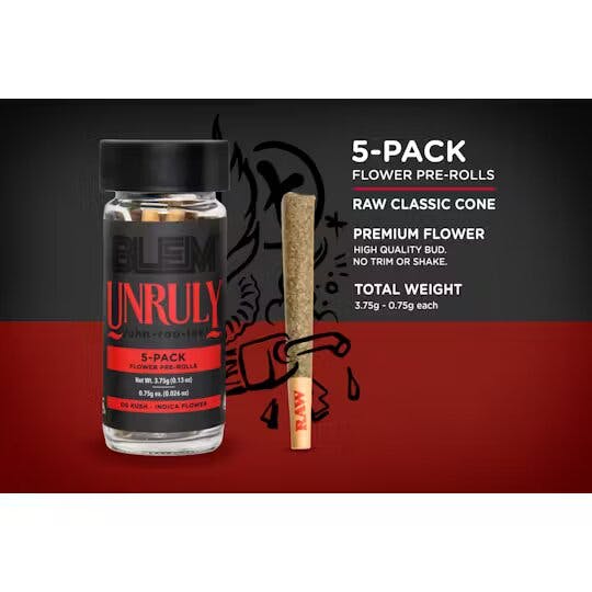 UNRULY PRE-ROLLS 5PK E4 - 3.75 G - 5 Pack