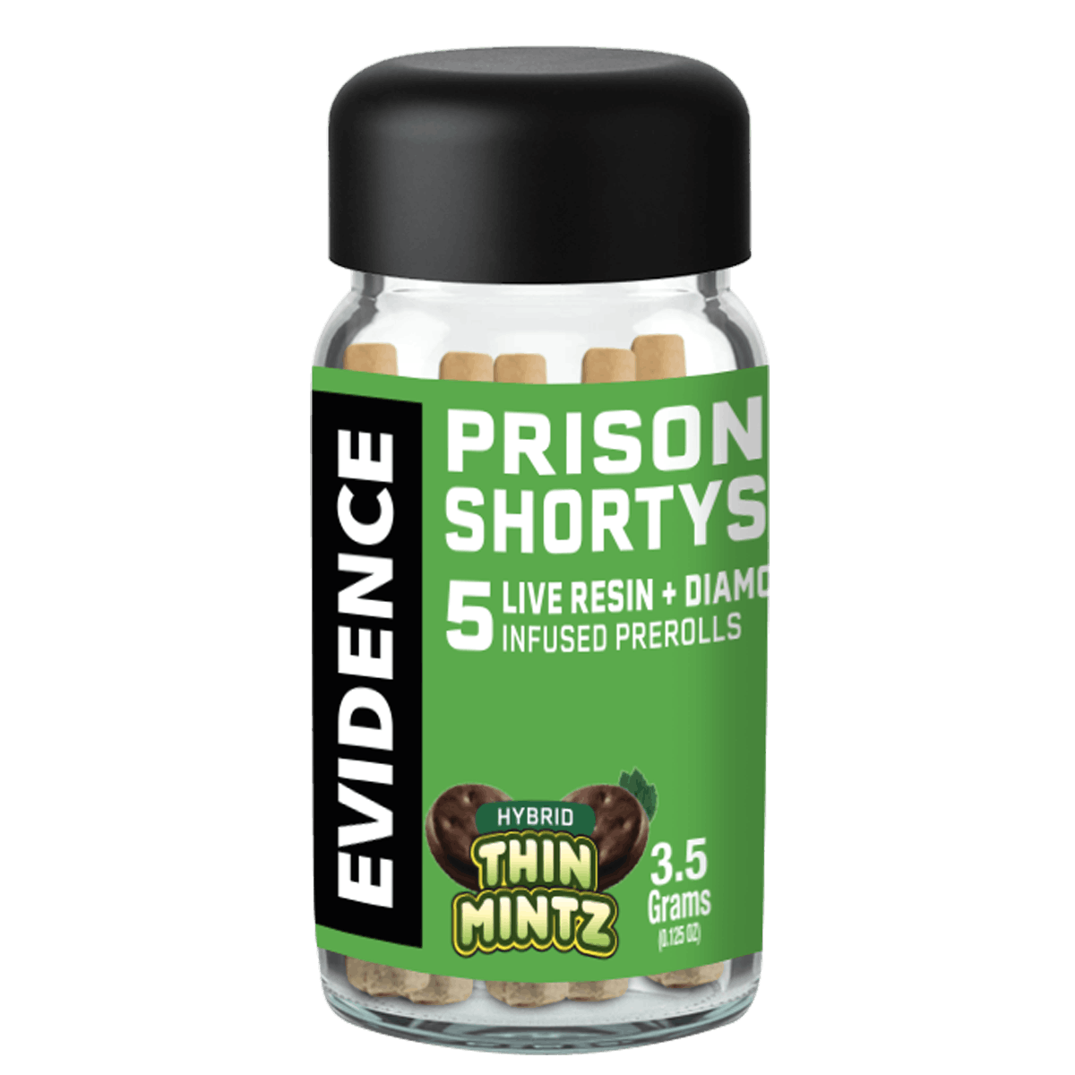 PRISON SHORTYS THIN MINTZ INFUSED PRE ROLLS 5PK E6