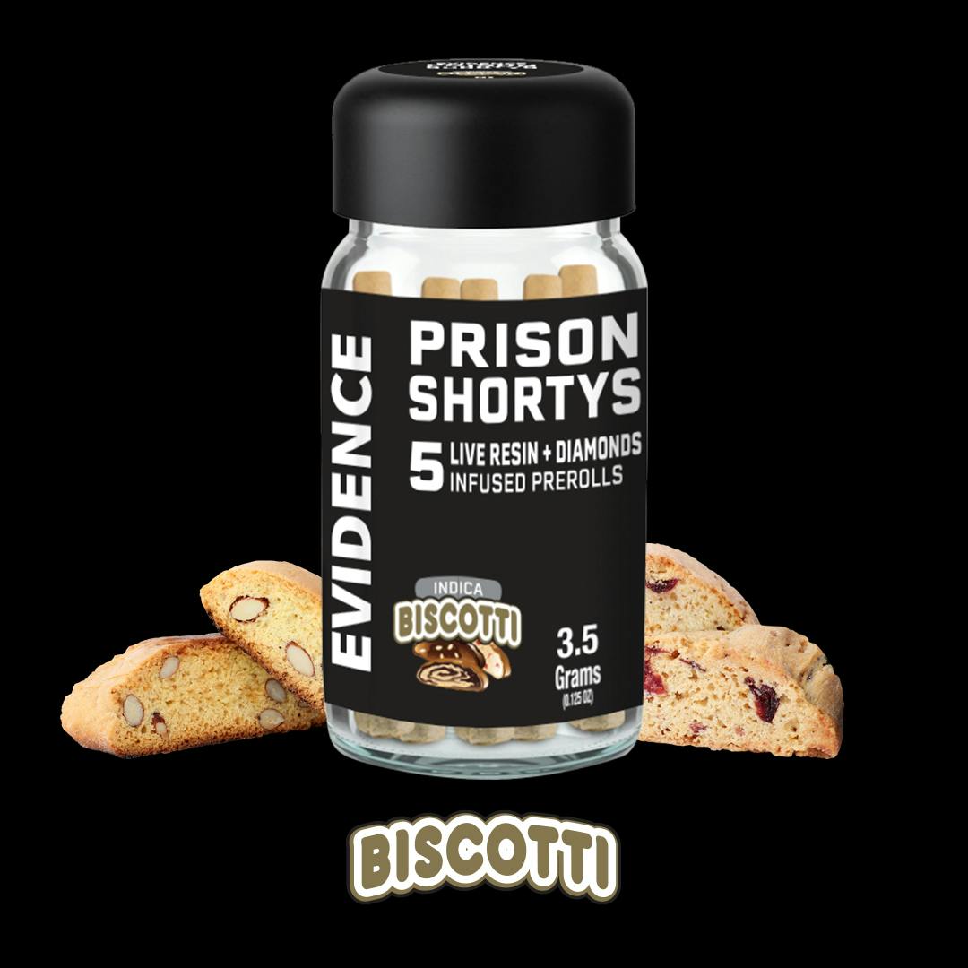 PRISON SHORTYS - BISCOTTI INFUSED PRE-ROLLS 5PK E2