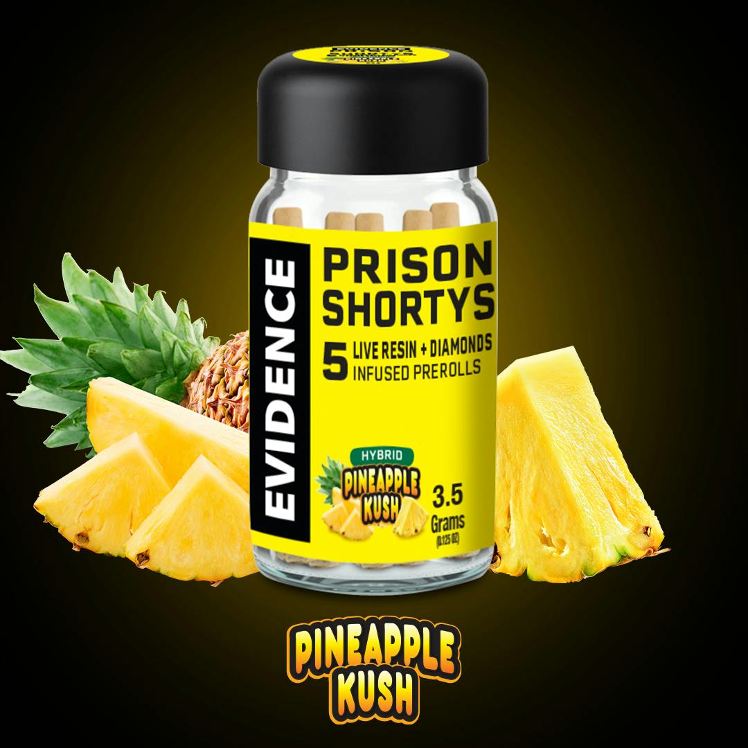PRISON SHORTYS - PINEAPPLE KUSH INFUSED PRE-ROLLS 5PK E3