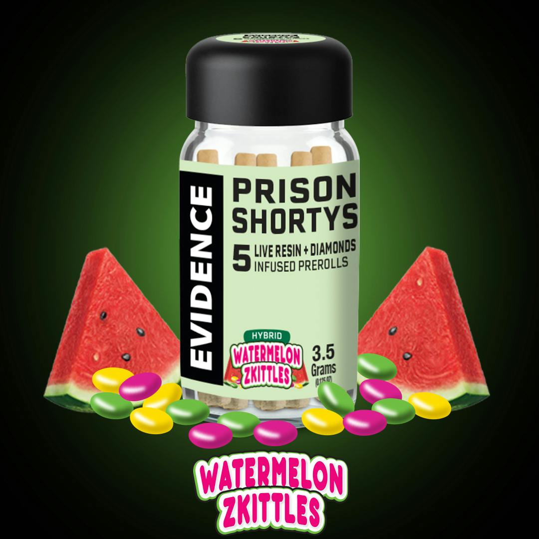 PRISON SHORTYS - WATERMELON ZKITTLES INFUSED PRE-ROLLS 5PK E3