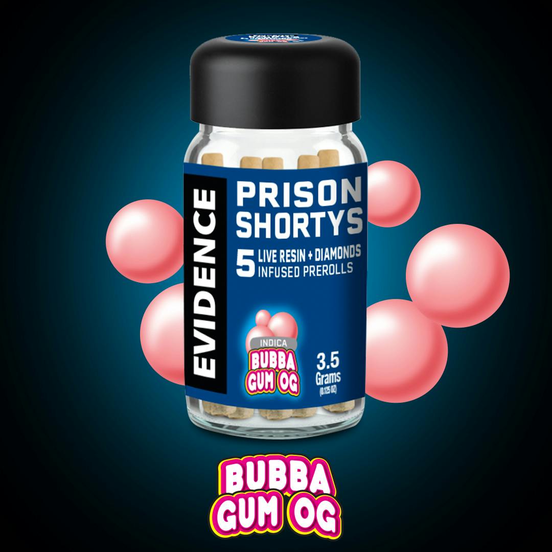 PRISON SHORTYS - BUBBA GUM OG INFUSED PRE-ROLLS 5PK E3