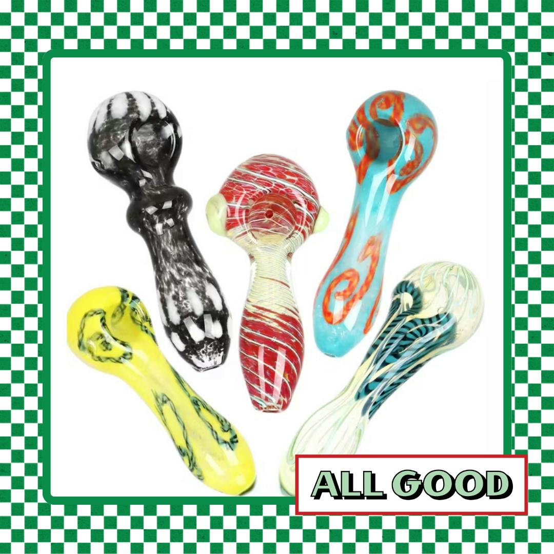 All Good | Glass Spoon Pipe | 3-4in | Assorted Colors