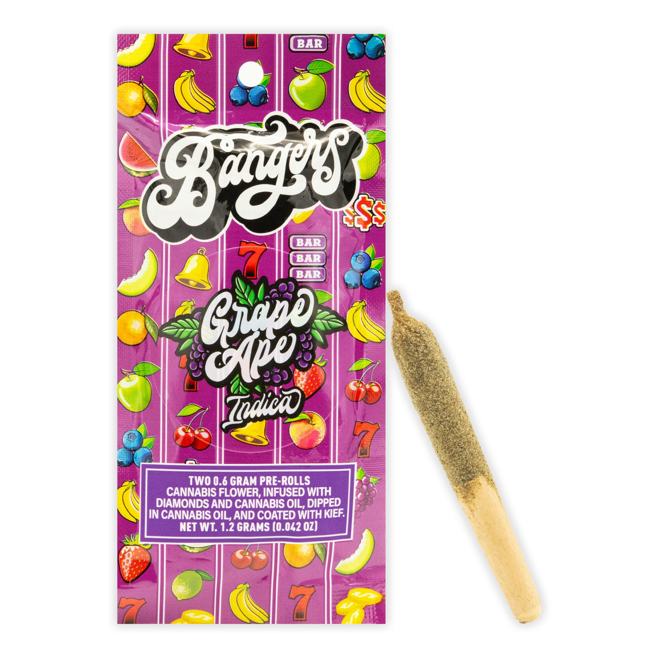 PROMO GRAPE APE INFUSED PRE-ROLL 2PK [1.2G] - 1.2g | Pre Rolls | BANGERS