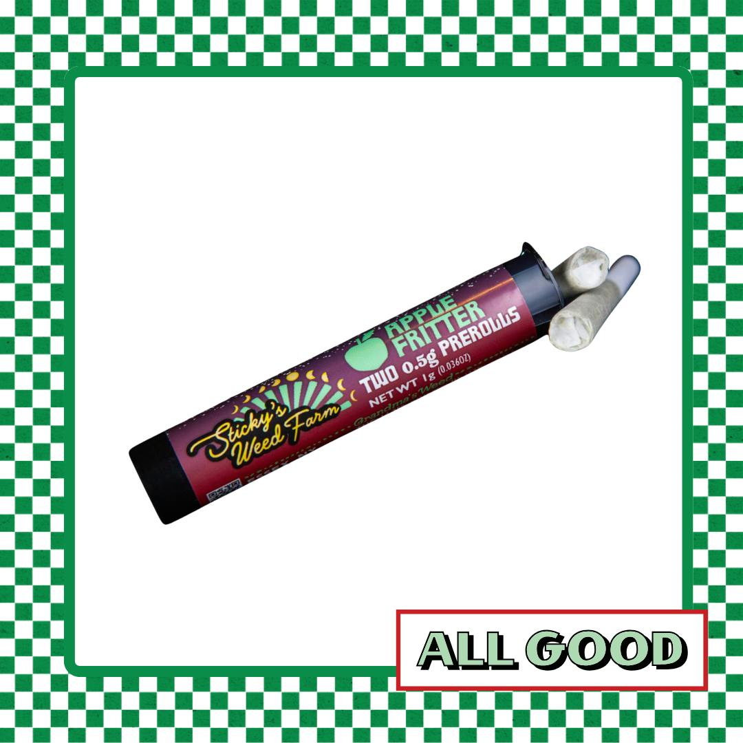 Sticky’s Weed | Apple Fritter | 2pack Pre-Roll | Hybrid | 1g