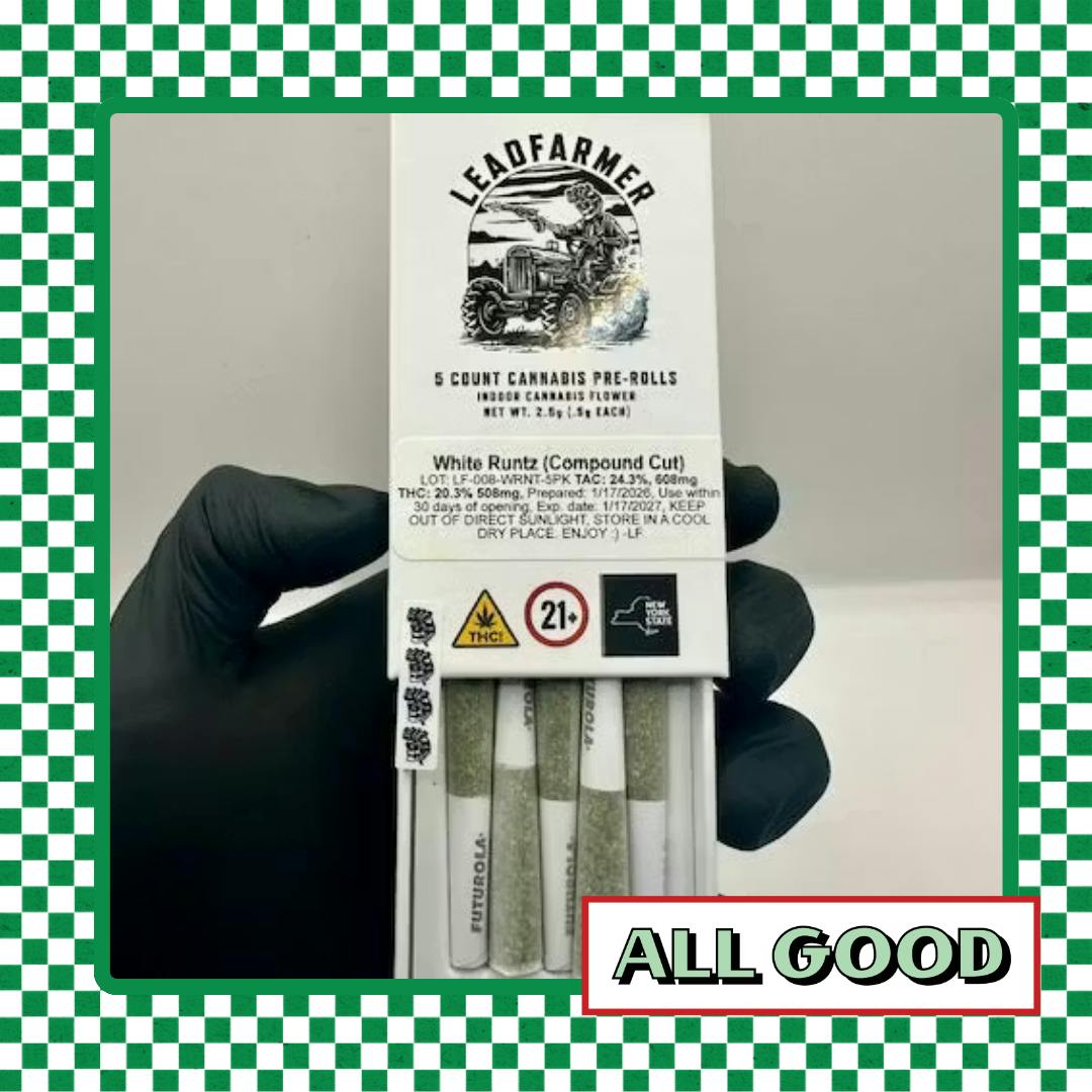 Lead Farmer | White Runtz | 5pk Pre-Rolls | Hybrid | 2.5g