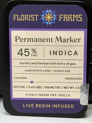Florist Farms - Permanent Marker - Live Resin Infused - 5pk - .5g