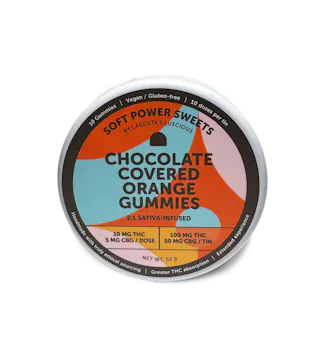 Soft Power Sweets - Chocolate Covered Orange Gummies 2:1 THC:CBG - 100mg- 10pk