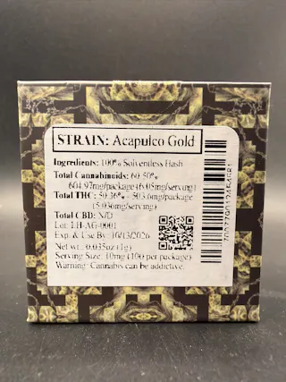Erva - Acapulco Gold - Legacy Hash (Solventless) - 1g