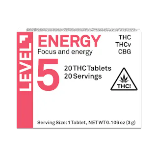 Level 5 - Energy - THC:THCv:CBG - 20pk - 100mg