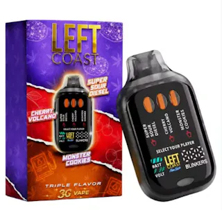 Left Coast - Monster Cookies/Cherry Volcano/Super Sour Diesel - Tri-Chamber Disposable Vape - 3g