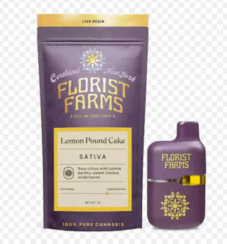 Florist Farms - Lemon Pound Cake - Live Resin Disposable Vape - 1g