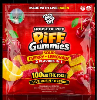 House of Piff - Cherry + Lemonade - Live Rosin Gummies - 10pk - 100mg