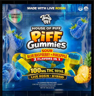 House of Piff - Raspberry + Pineapple - Live Rosin Gummies - 10pk - 100mg
