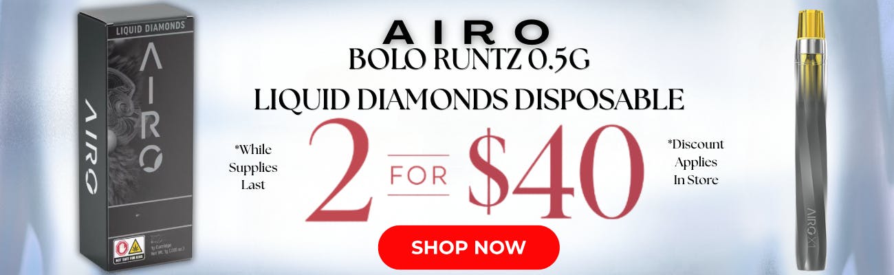 AIRO BOLO RUNTZ 0.5 G DISPOSABLE 2 FOR $40 !