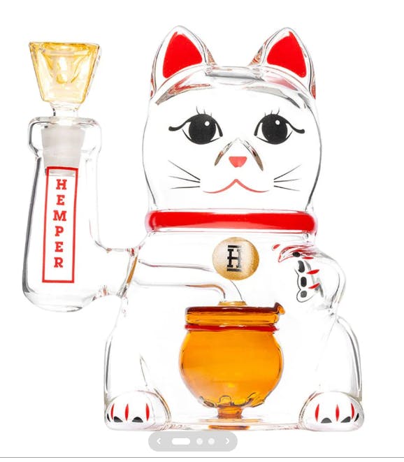 Hemper | Glass Mini Bong | Lucky Money Cat
