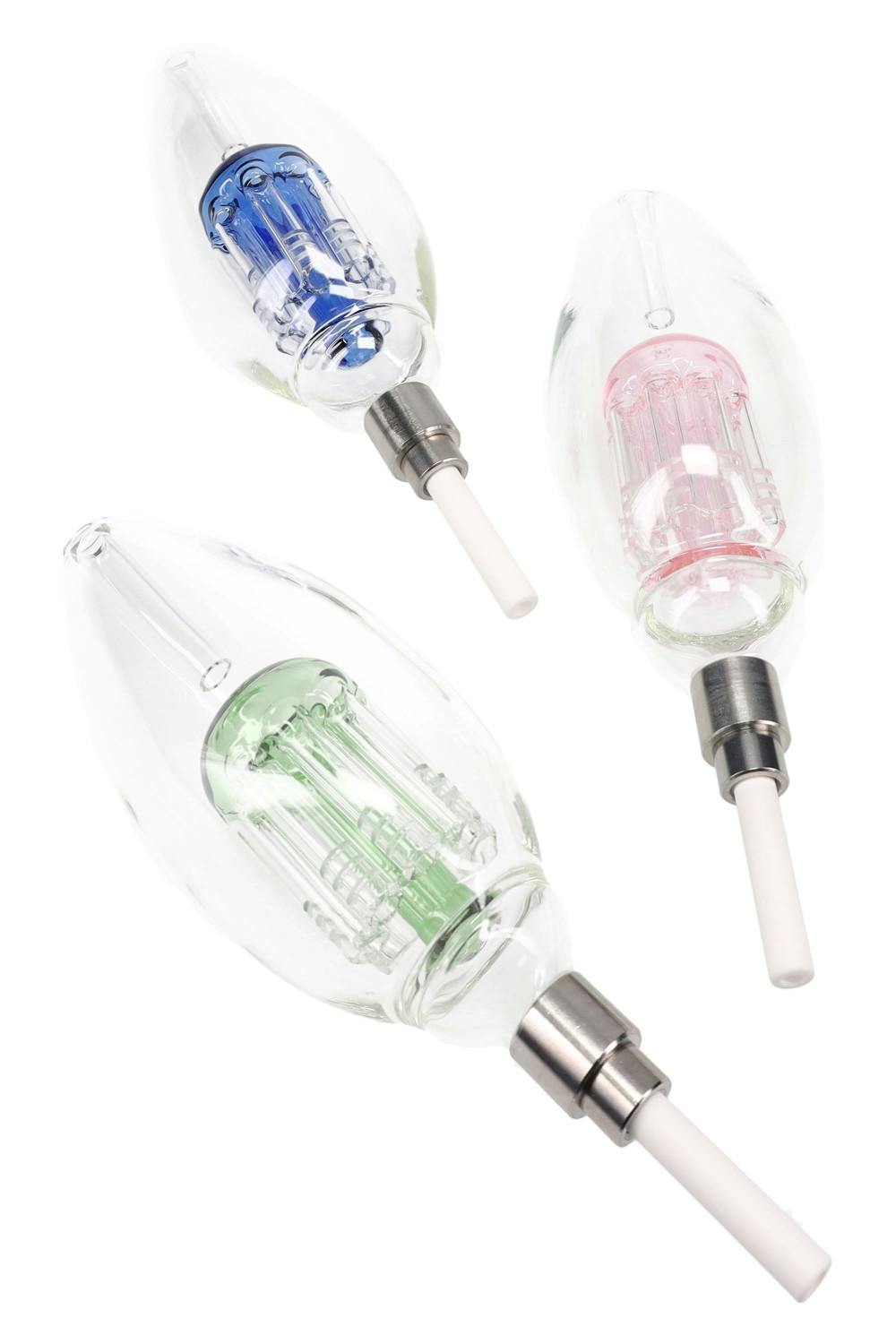 Glass Light Bulb Dab Straw With Tree Perc Kit Green