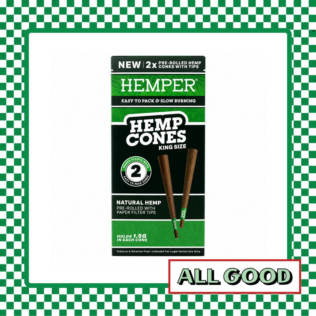 Hemper | King Size Hemp Cones | 2pk Natural