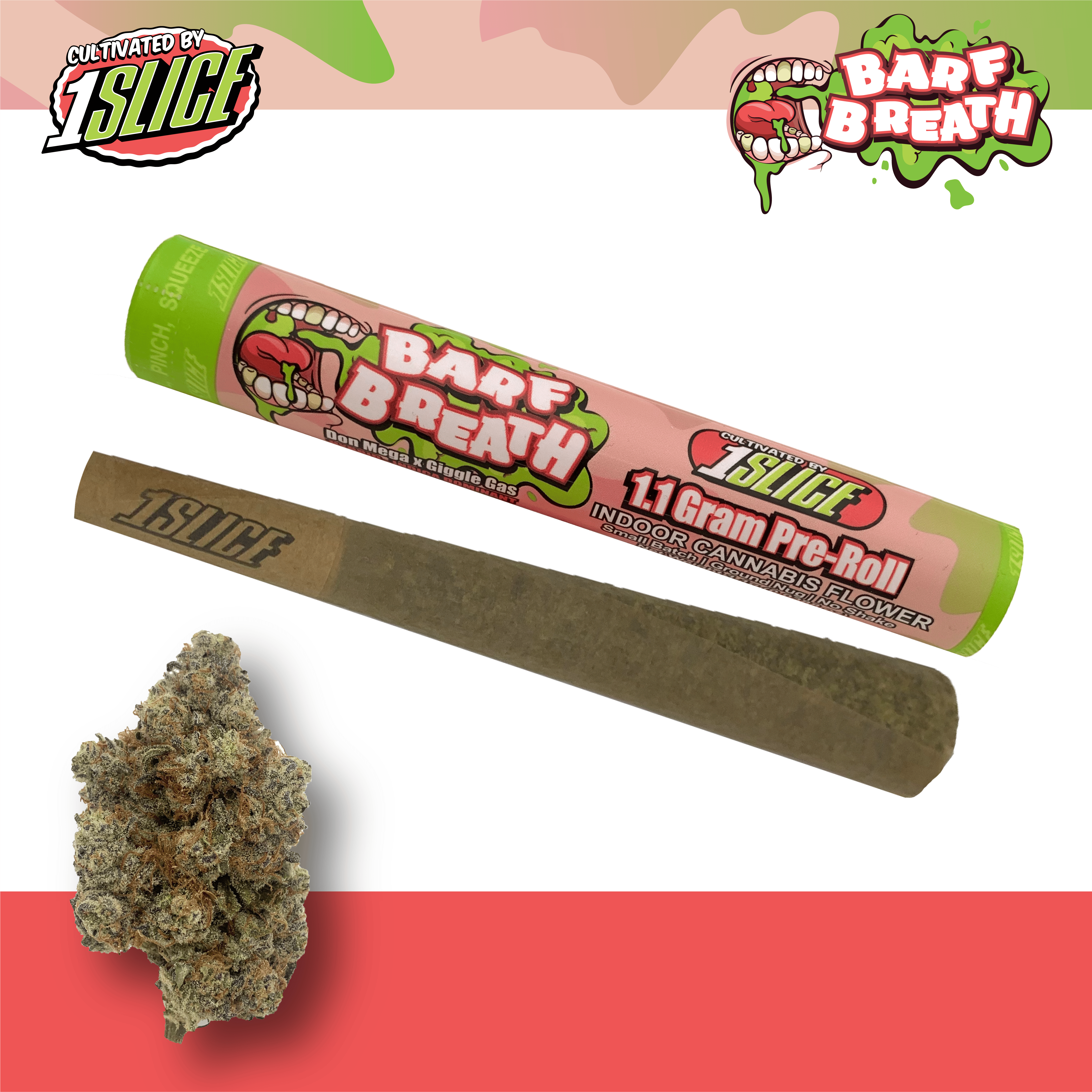1Slice | Barf Breath | Preroll | IndHyb | 1.1g