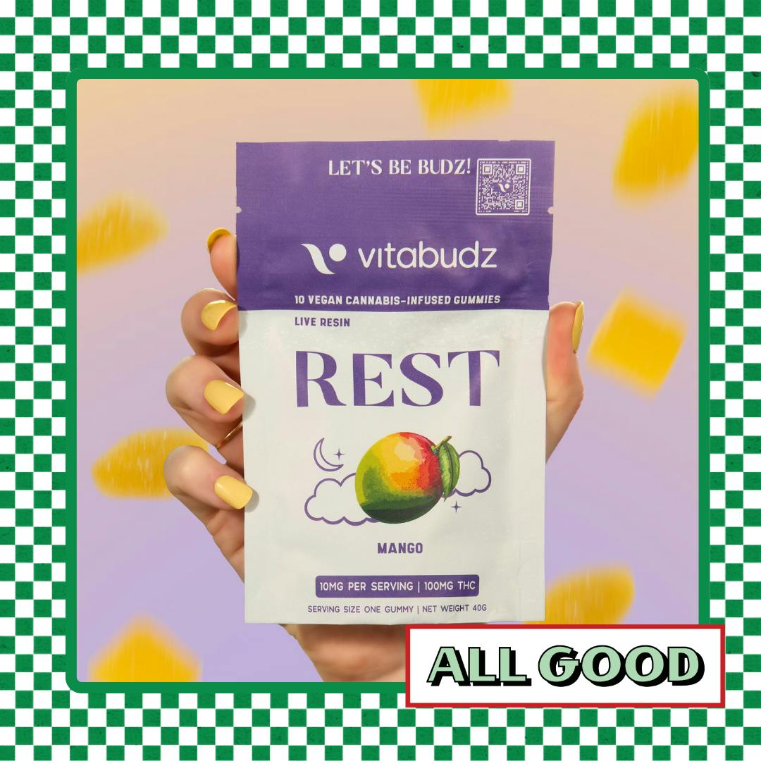 Vitabudz | Rest Mango 2:1 (THC:CBN) | Live Resin Gummies | 100mg
