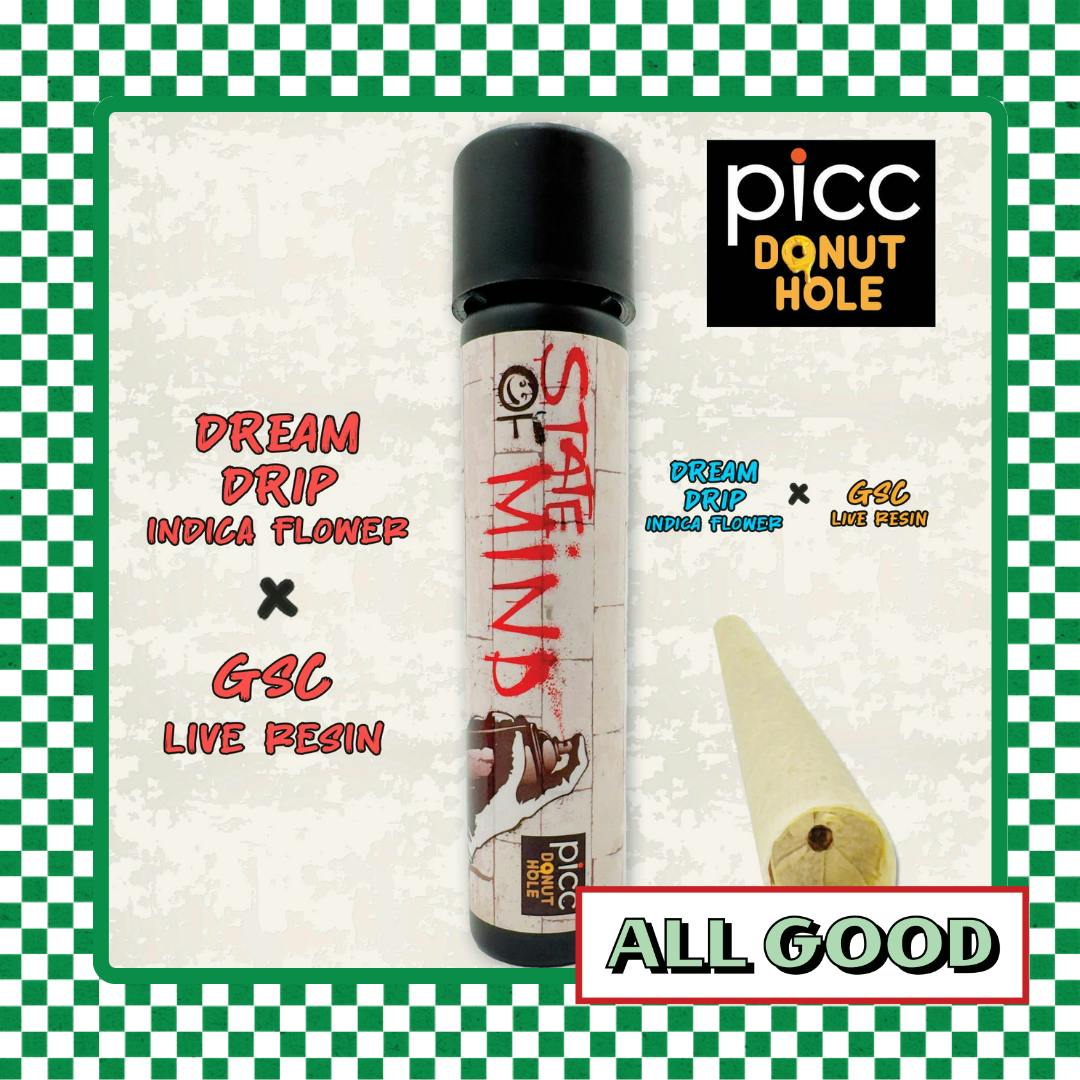 STATE OF MIND | Dream Drip x GSC Live Resin | Resin Infused Pre-roll | Indica | 1g