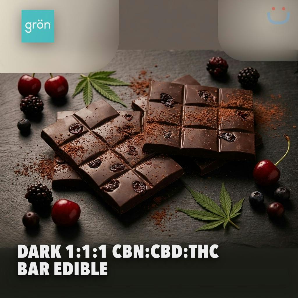 Gron Dark Chocolate 1:1:1 CBN:CBD:THC Chocolate Bar Edible
