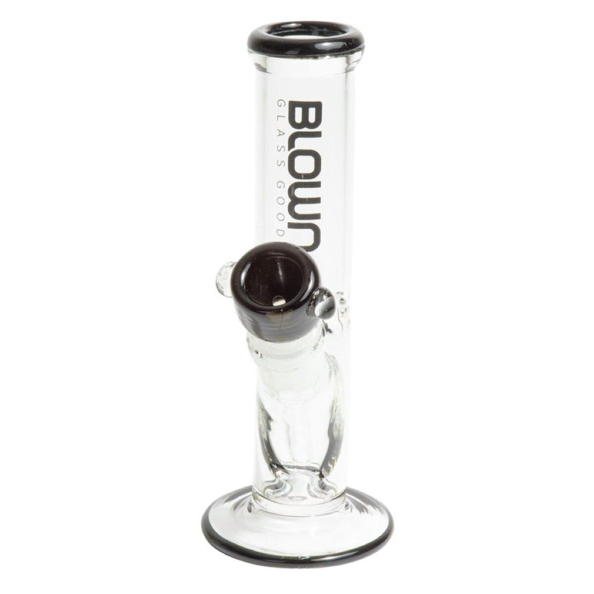 Blown 8" Color Accent Straight Waterpipe - Black