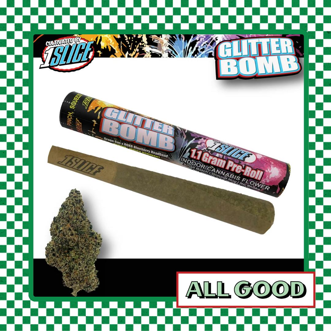 1Slice | Glitter Bomb | Preroll | IndHyb | 1.1g