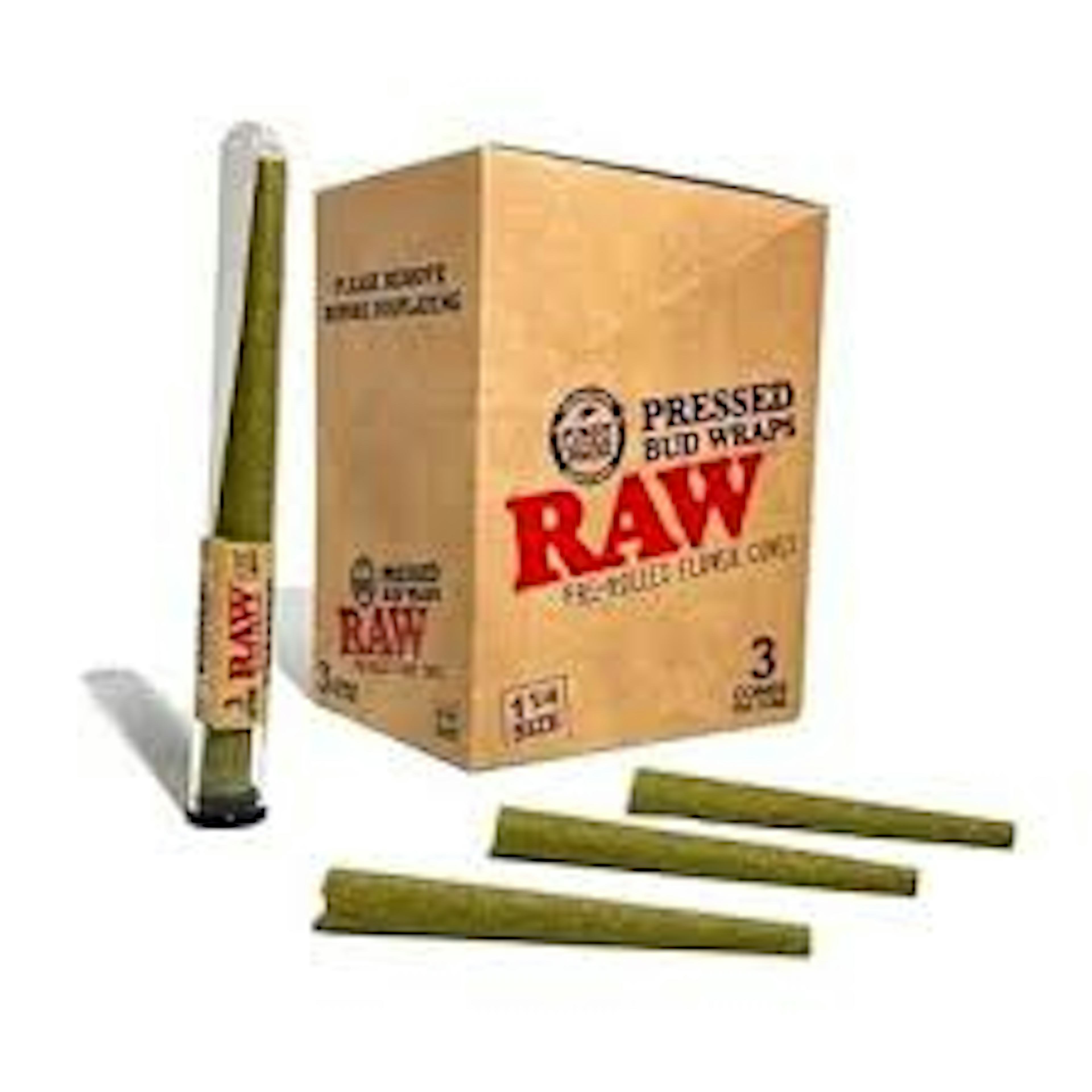 Image of RAW CONES | 3PK | PRESSED BUD WRAPS | 1 1/4'