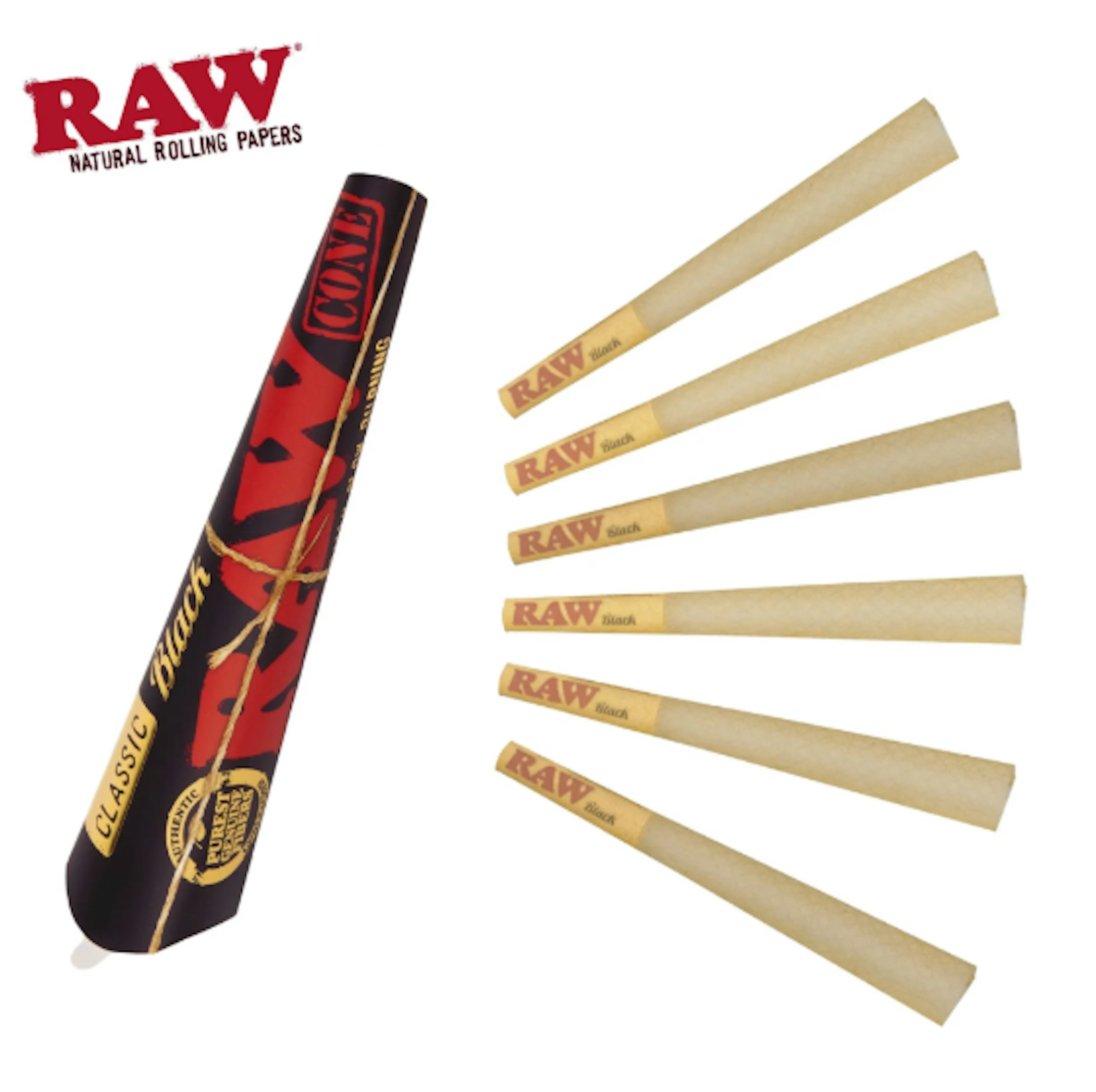 Image of RAW CONES | 6PK | CLASSIC BLACK | 1 1/4'