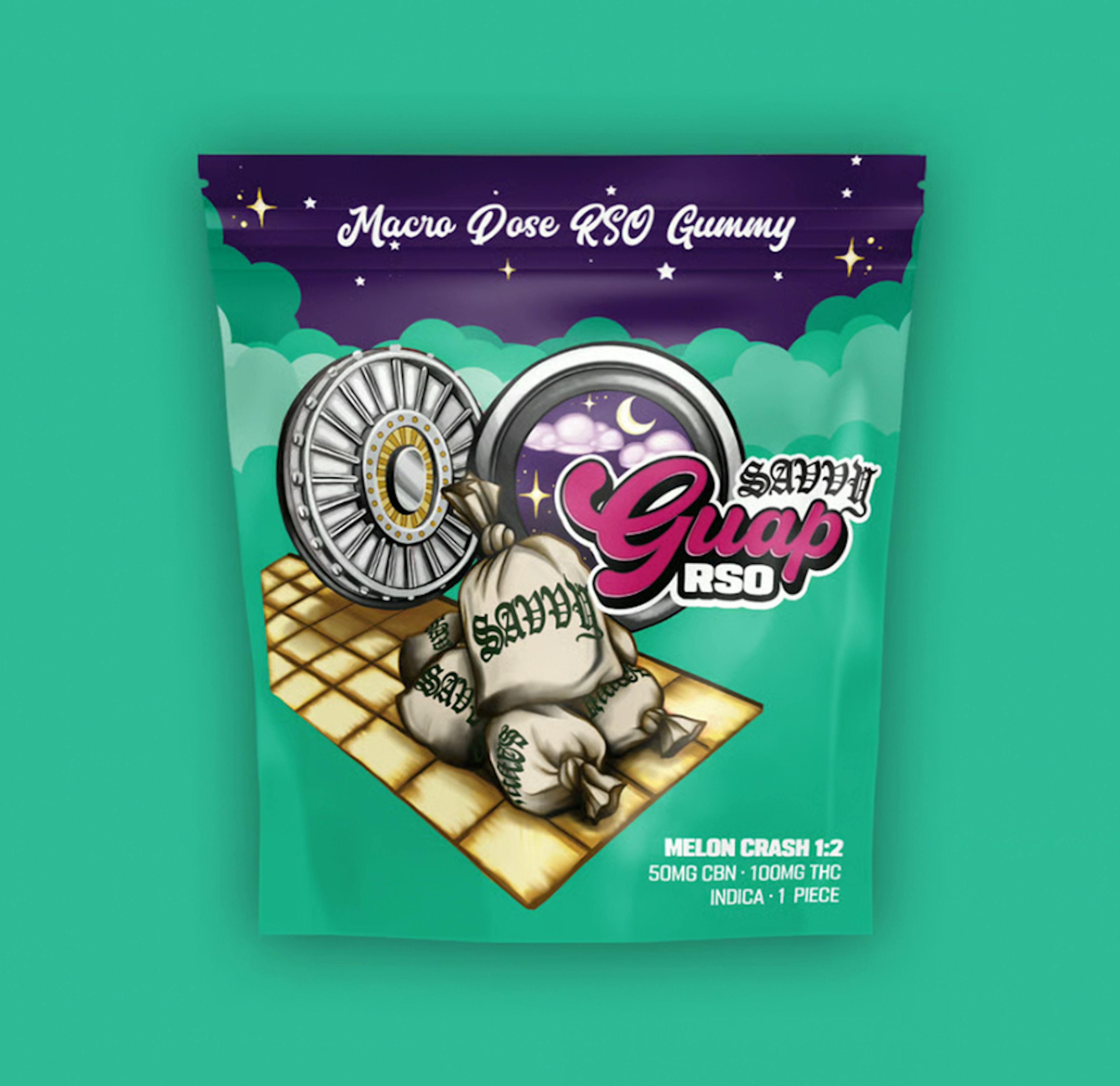 Image of MELON CRASH | RSO GUAP GUMMY | 50MG CBN : 100MG THC