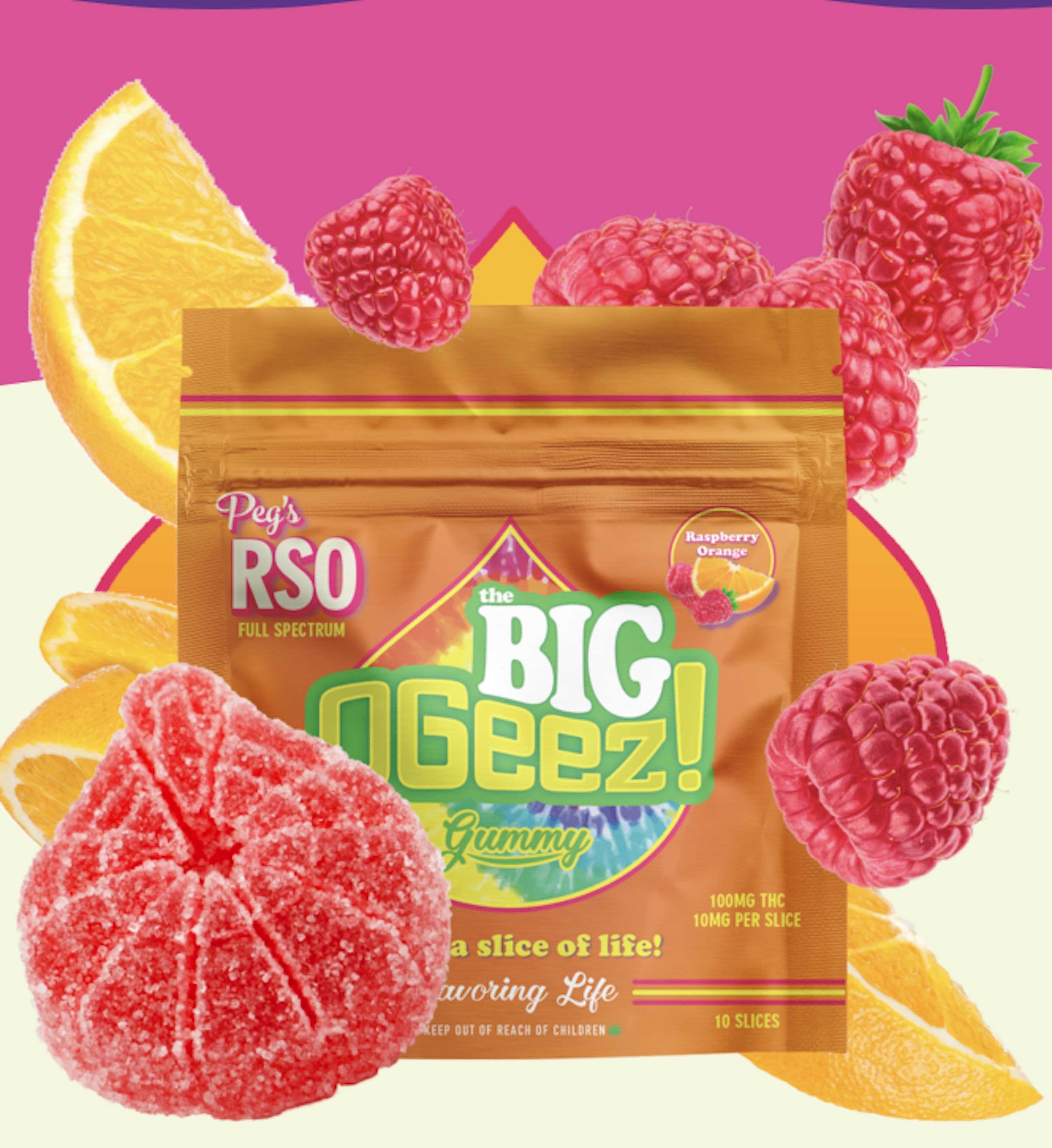 Image of PEG'S RASPBERRY ORANGE RSO | 10 PK | THE BIG OGEEZ EDITION