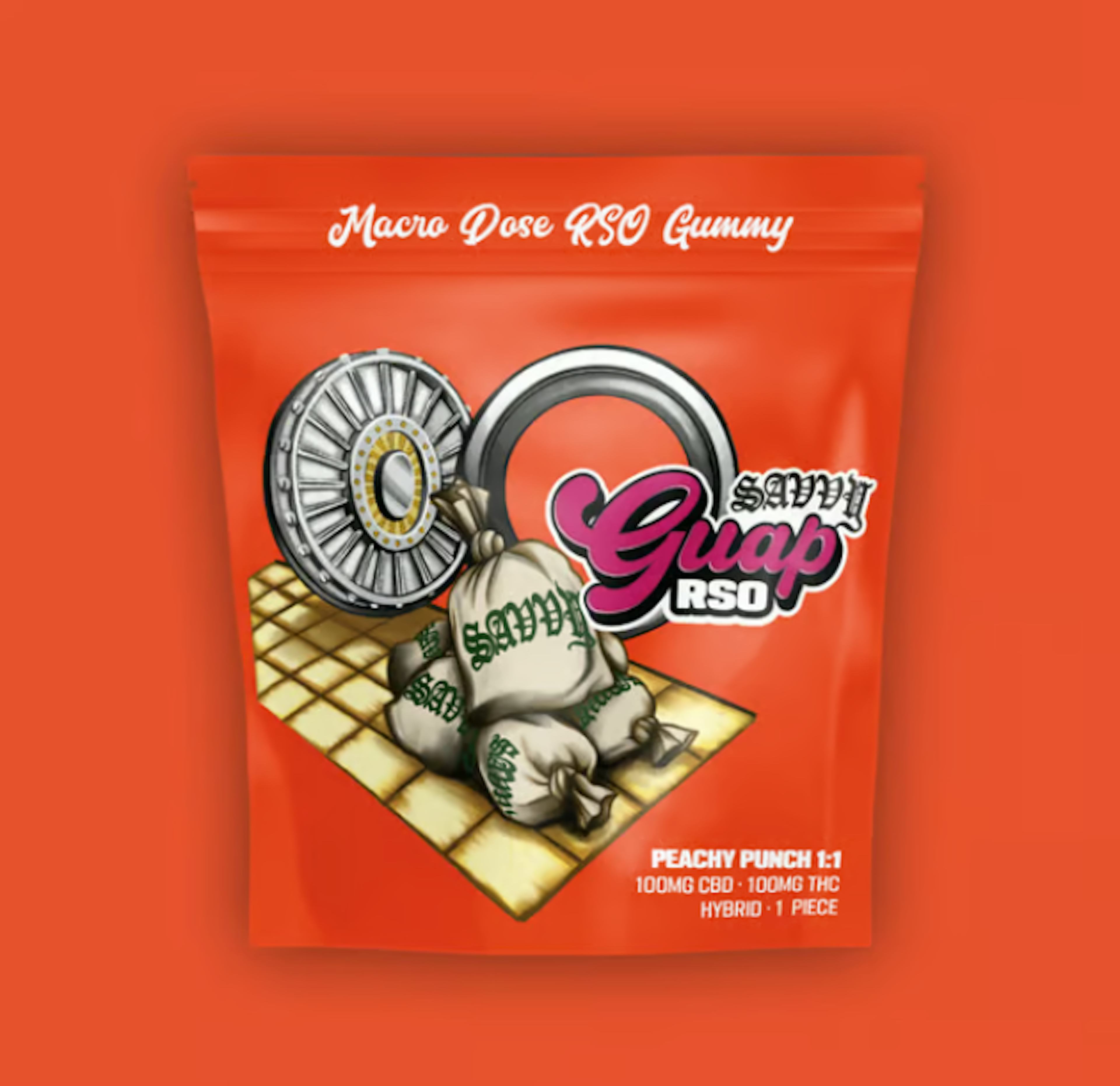 Image of PEACHY PUNCH | RSO GUAP GUMMY | 100MG CBD : 100MG THC