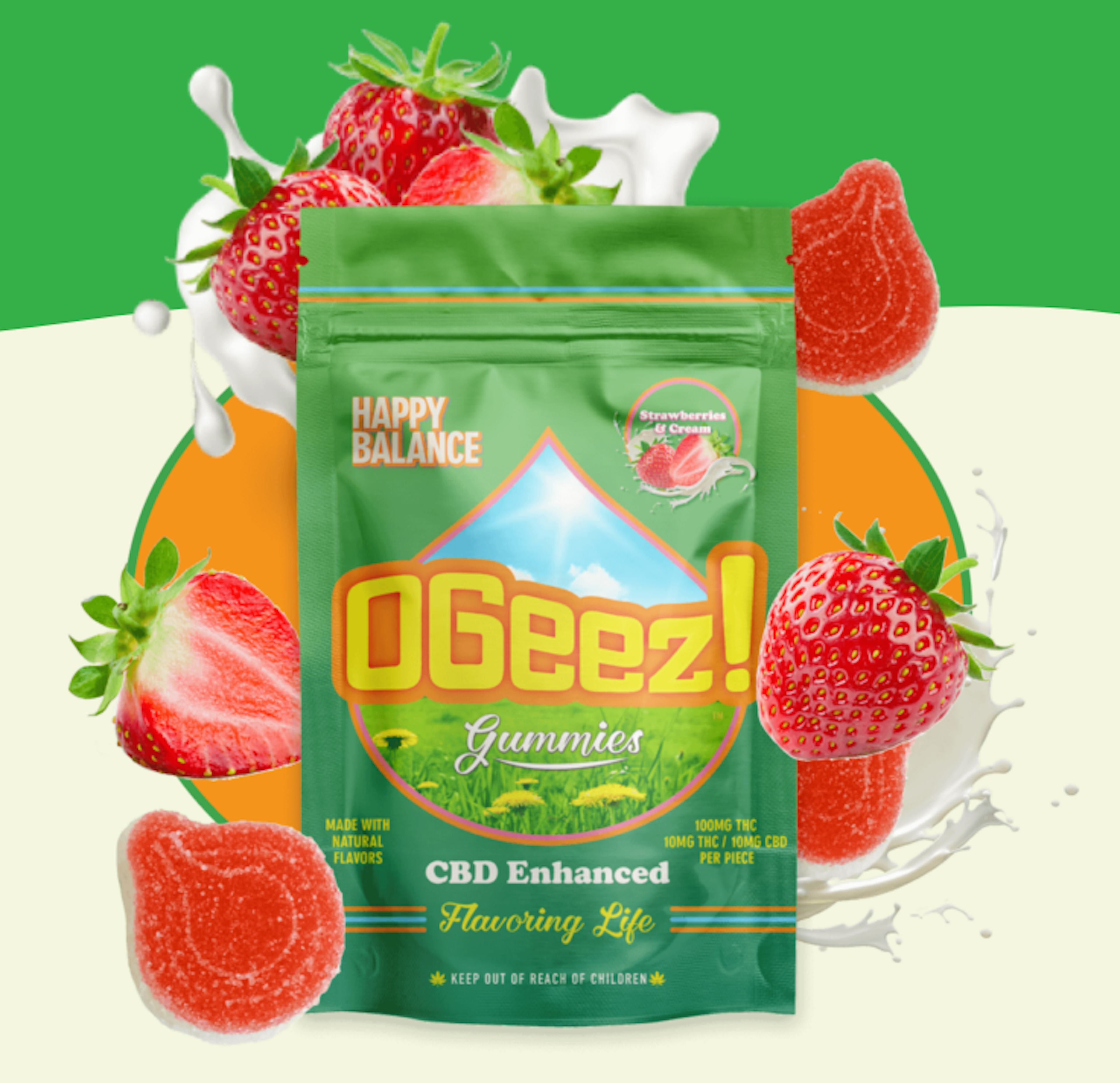 Image of HAPPY BALANCE, STRAWBERRIES AND CREAM | 10 PK | 1:1 CBD